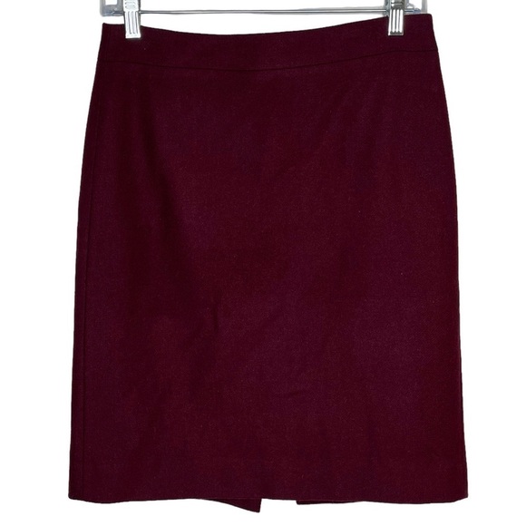 J. Crew Factory The Pencil Skirt Double Serge Wool Blend Burgundy Mulberry - Picture 1 of 8